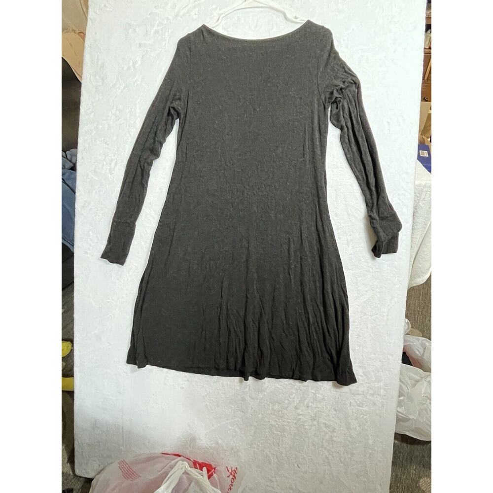 EILEEN FISHER Black Jersey Midi Knit Stretch Black Dress Long Sleeve Size Small